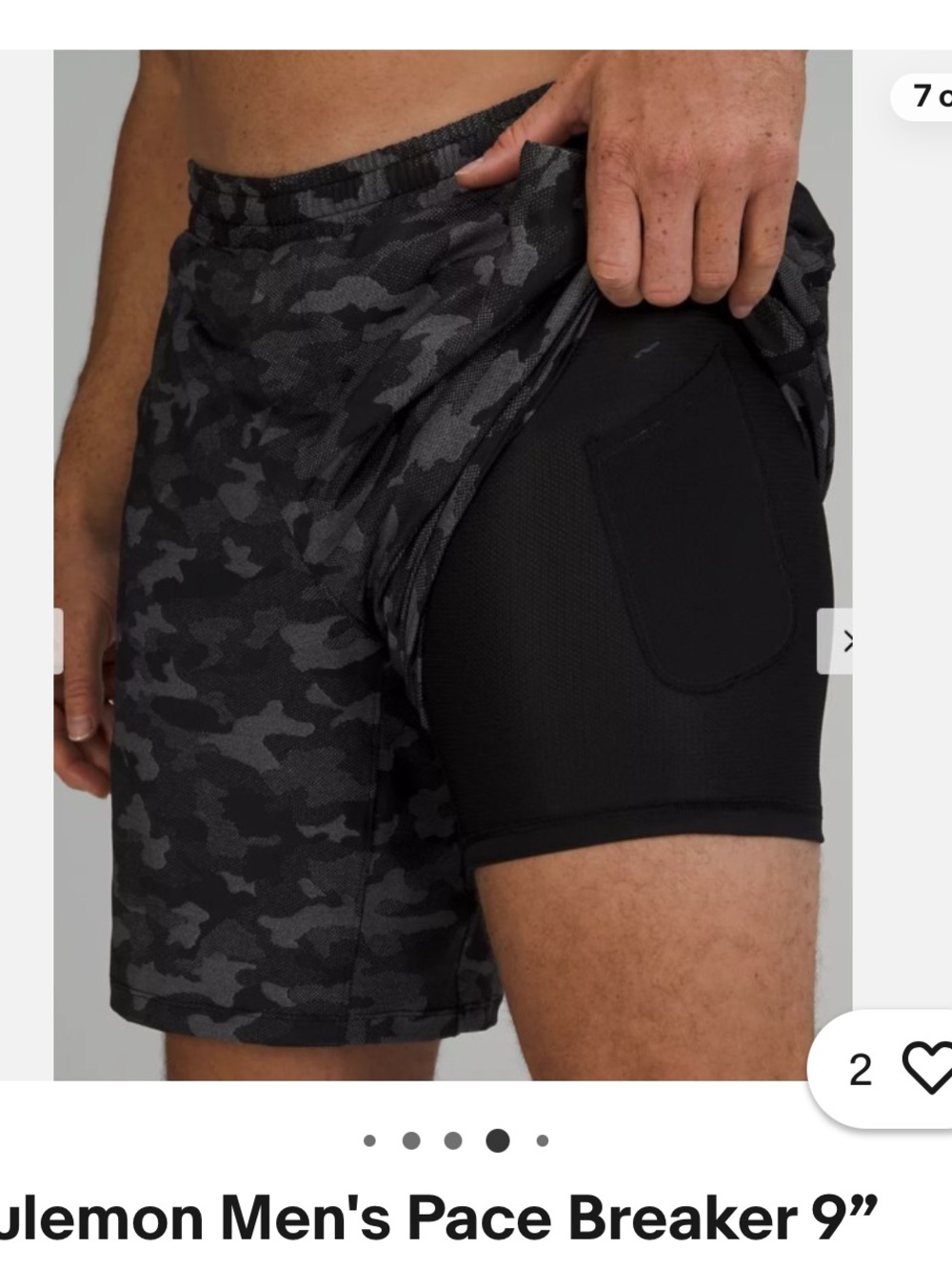 Lululemon Men's Pace Breaker 9” Lined Short Black Camo Performance Shorts - Picture 8 of 9